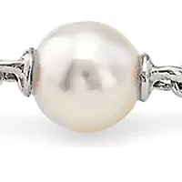 Rhodium Plated  1/2 ct. t.w. Cubic Zirconia and Pearl Lined Bracelet 