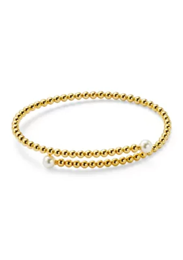 Pearl Beaded 18K Gold Plated Stretch Bracelet