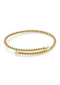 Pearl Beaded 18K Gold Plated Stretch Bracelet