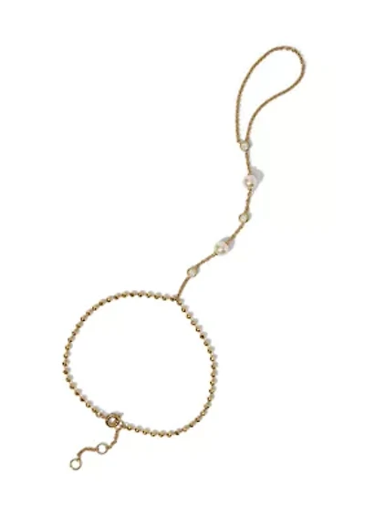 Gold Plated Cubic Zirconia Hand Chain Bracelet