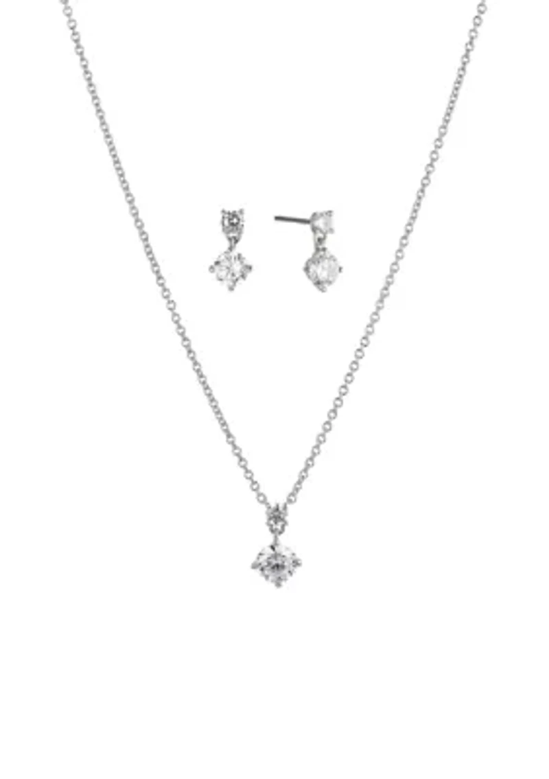 Bridesmaid Solitaire Necklace and Earring Set