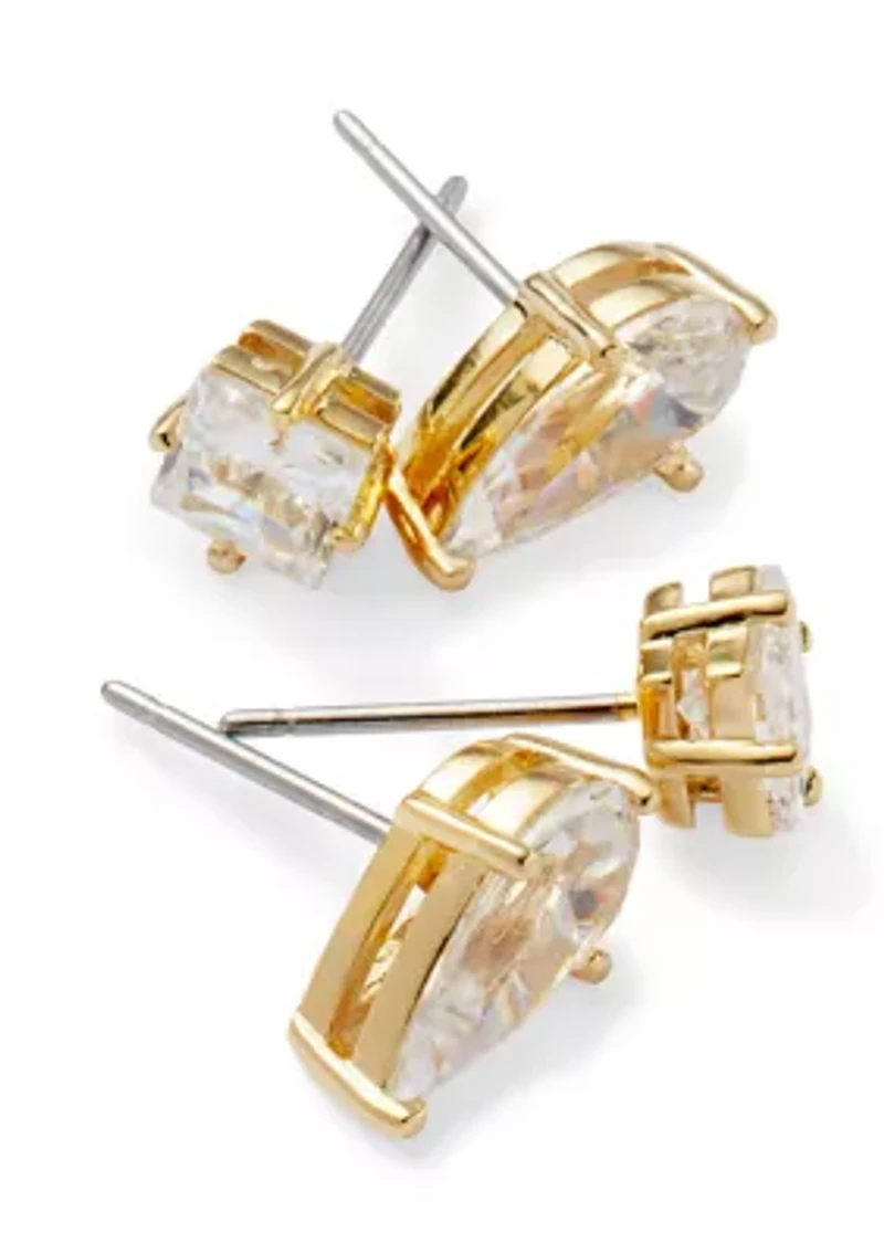 Lab Grown Cubic Zirconia Duo Stud Earrings Set