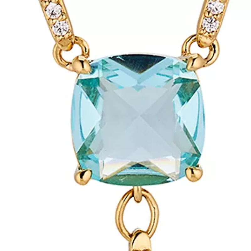 Gold Plated Lab Grown Blushing Pear Shape Y Necklace