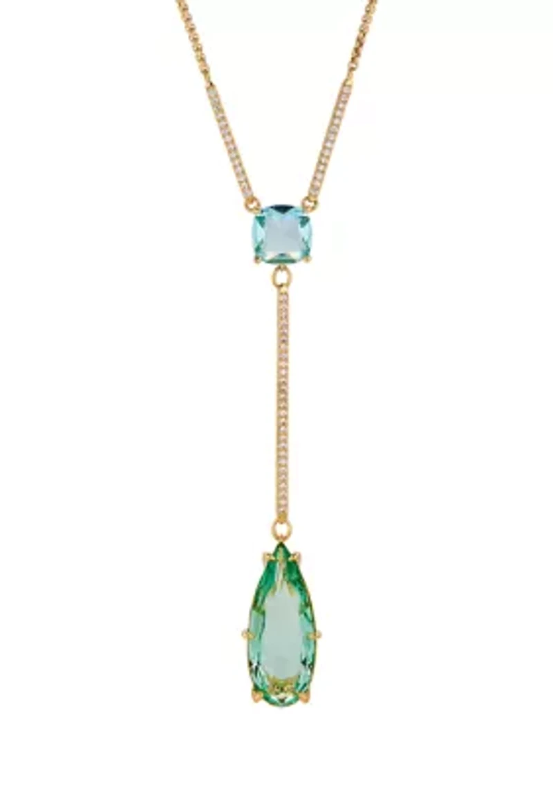 Gold Plated Lab Grown Blushing Pear Shape Y Necklace