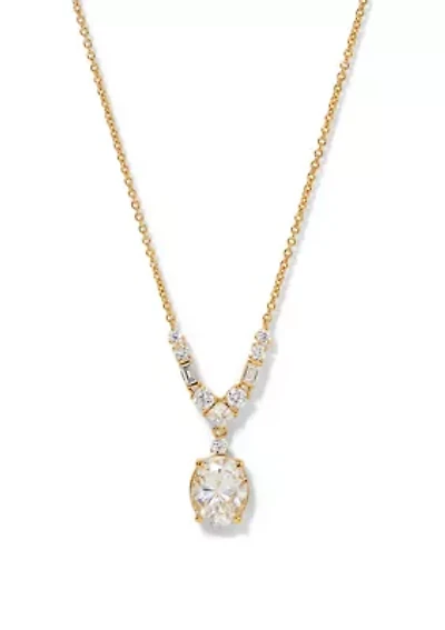 Lab Grown Gold Tone Frontal Pendant Necklace
