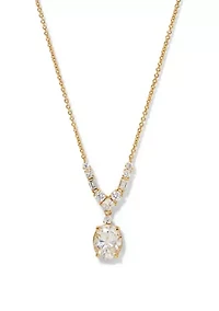 Lab Grown Gold Tone Frontal Pendant Necklace