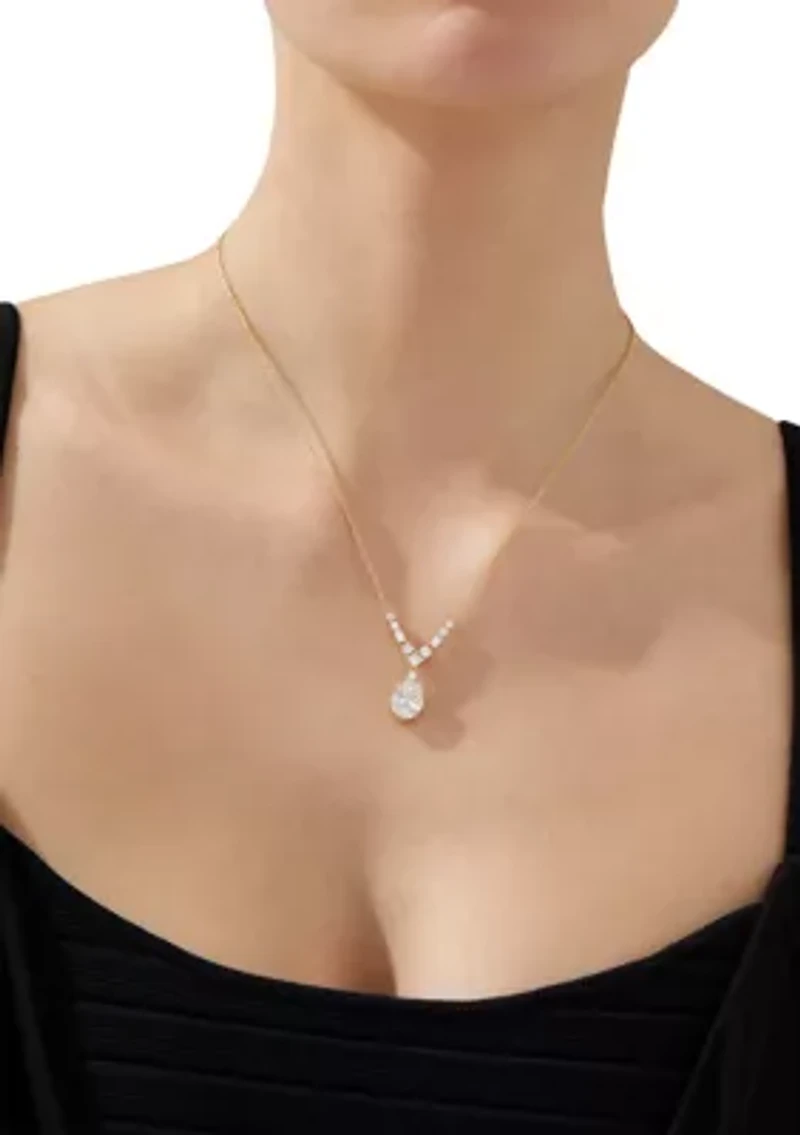 Lab Grown Gold Tone Frontal Pendant Necklace