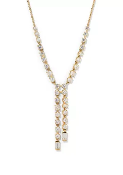 Lab Grown Gold Tone Double Linear Y Necklace