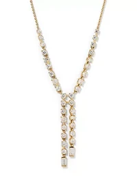 Lab Grown Gold Tone Double Linear Y Necklace