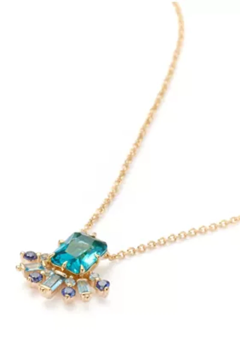 Lab Grown Half Halo Cubic Zirconia Pendant Necklace