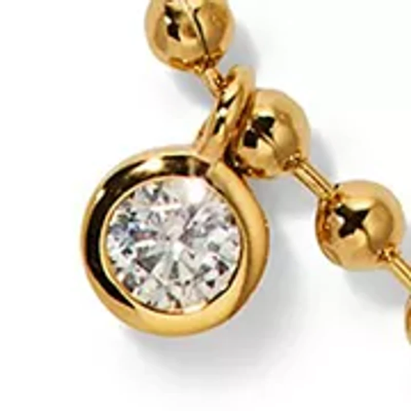 Gold Plated Cubic Zirconia Pearl Station Necklace