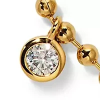 Gold Plated Cubic Zirconia Pearl Station Necklace