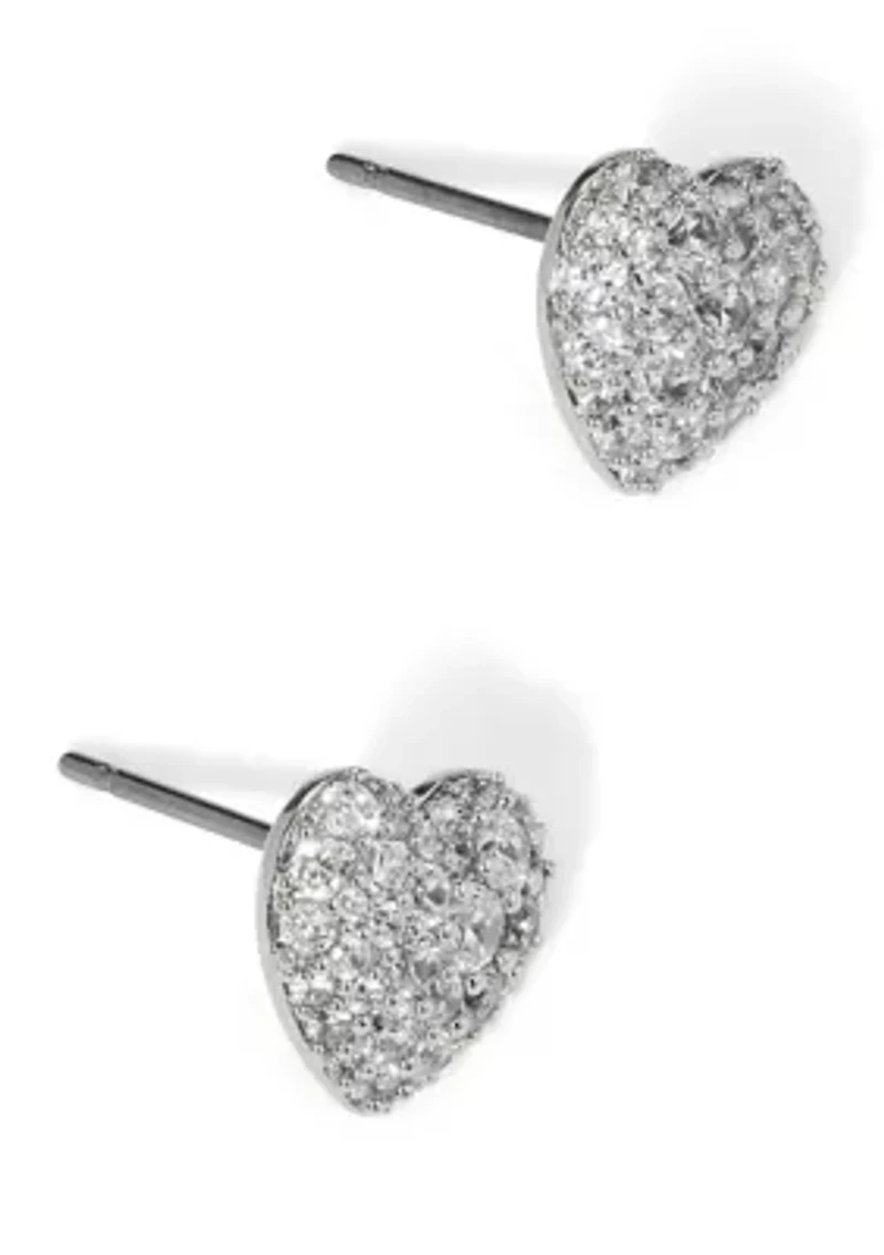 Rhodium Heart Stud Earrings