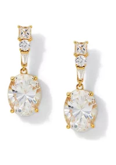 Lab Grown Delphine Oval Cubic Zirconia Drop Earrings