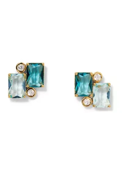 Lab Created Blue Lagoon Stud Earrings