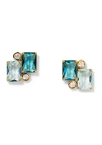 Lab Created Blue Lagoon Stud Earrings