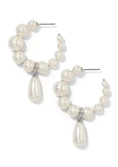 London Pearl Drop C Hoop Earrings