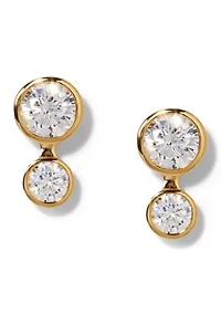 Gold Tone Brooklyn Illusion Double Bezel Stud Earrings 