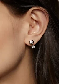 Gold Tone Brooklyn Illusion Double Bezel Stud Earrings 
