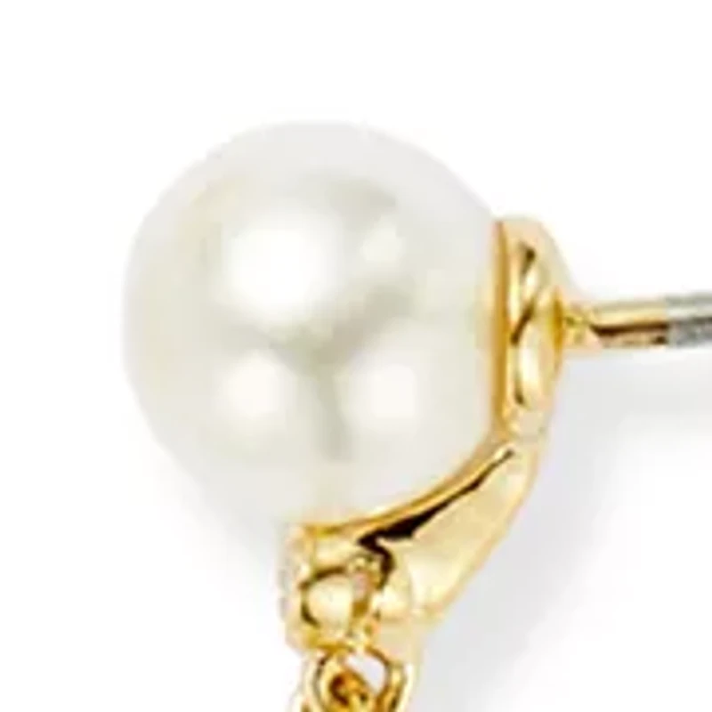 Pearl Beaded Cubic Zirconia Linear Earrings