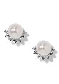 Venus Pearl Stud CZ Earrings
