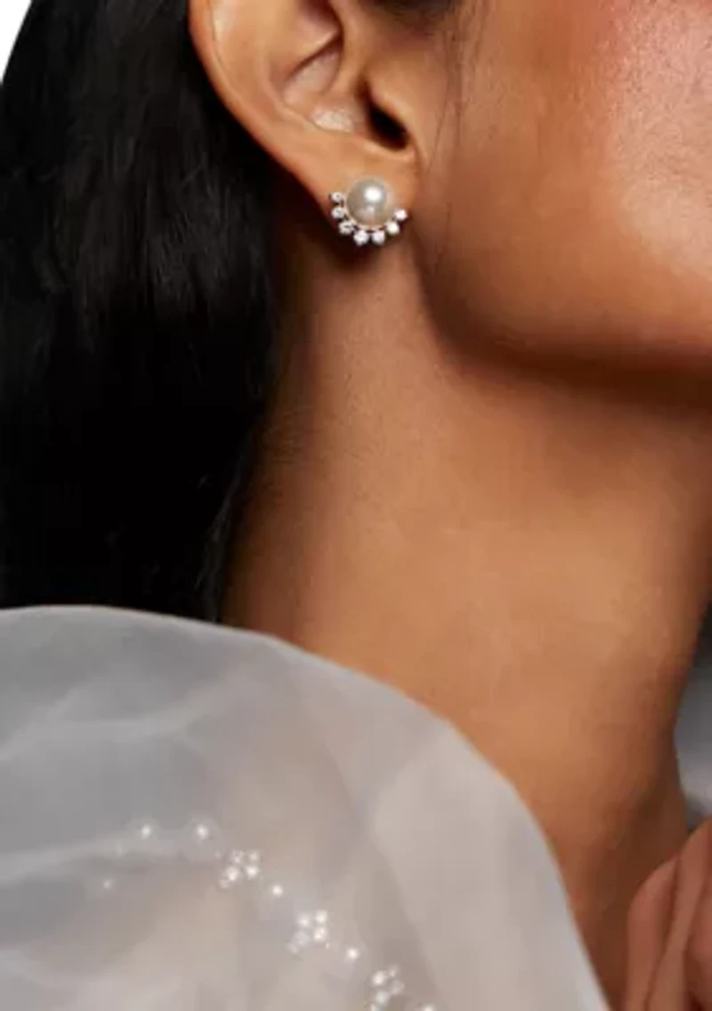 Venus Pearl Stud CZ Earrings