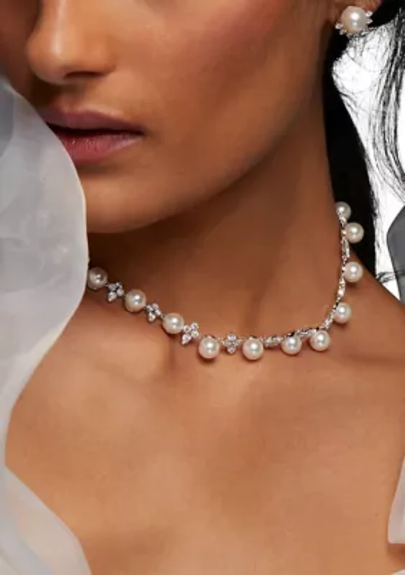 Venus Pearl Stud CZ Earrings