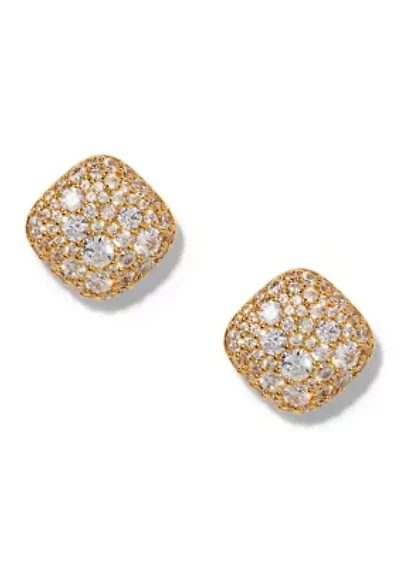 Lab Grown Crushed Pavé Cushion Stud Earrings