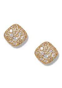 Lab Grown Crushed Pavé Cushion Stud Earrings