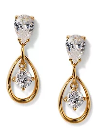 Lab Grown Double Cubic Zirconia Drop Earrings