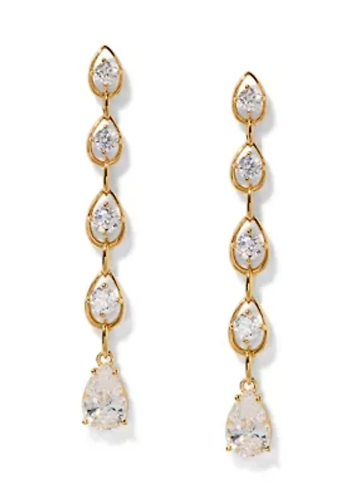 Lab Grown Teardrop Link Cubic Zirconia Linear Earrings