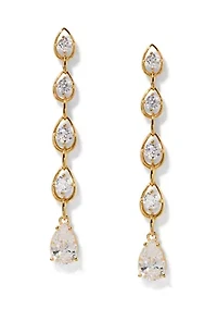 Lab Grown Teardrop Link Cubic Zirconia Linear Earrings