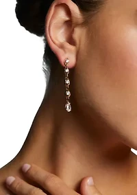 Lab Grown Teardrop Link Cubic Zirconia Linear Earrings