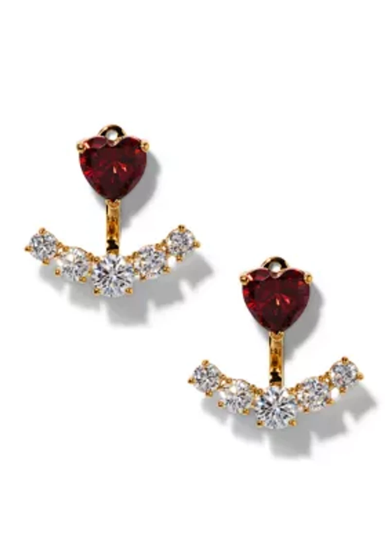 Lab Grown Heart Cubic Zirconia Jacket Earrings