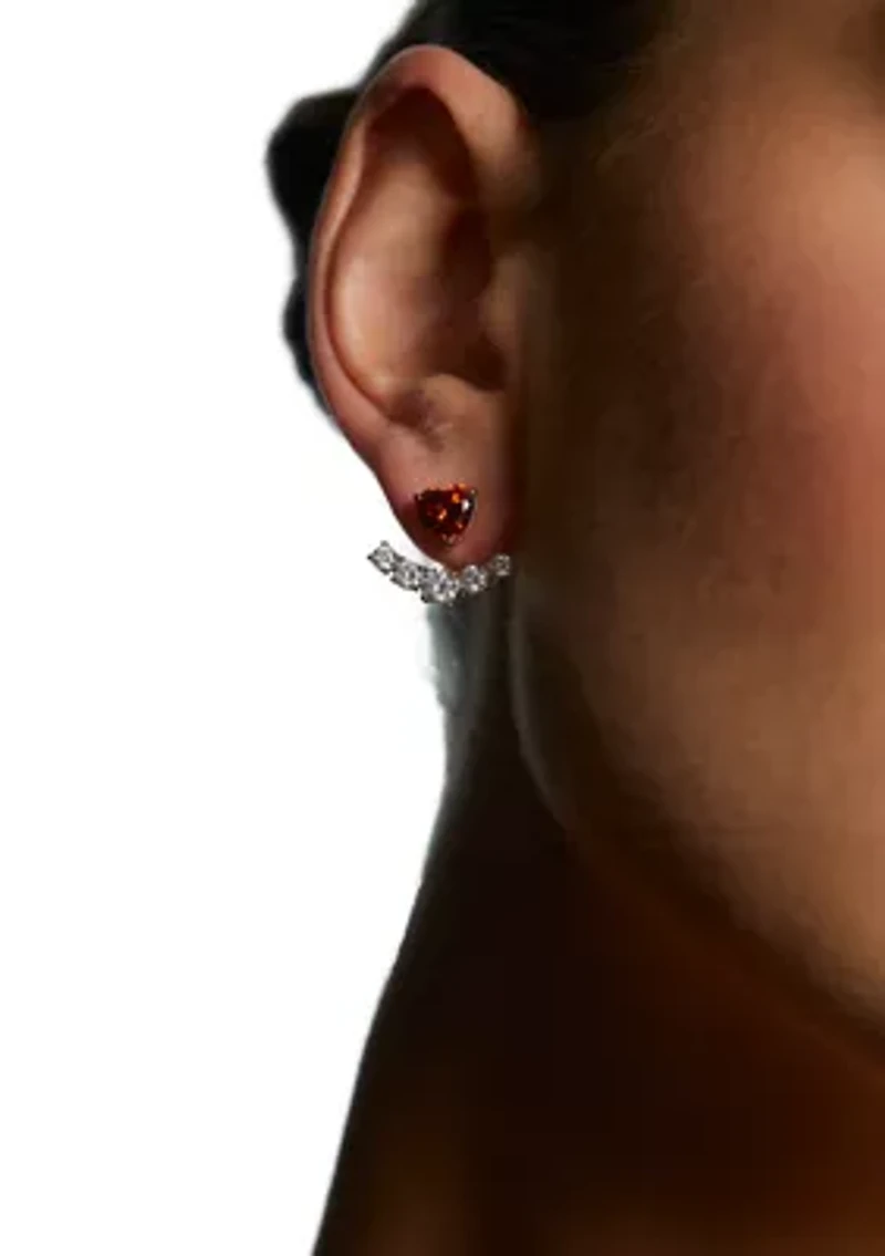 Lab Grown Heart Cubic Zirconia Jacket Earrings