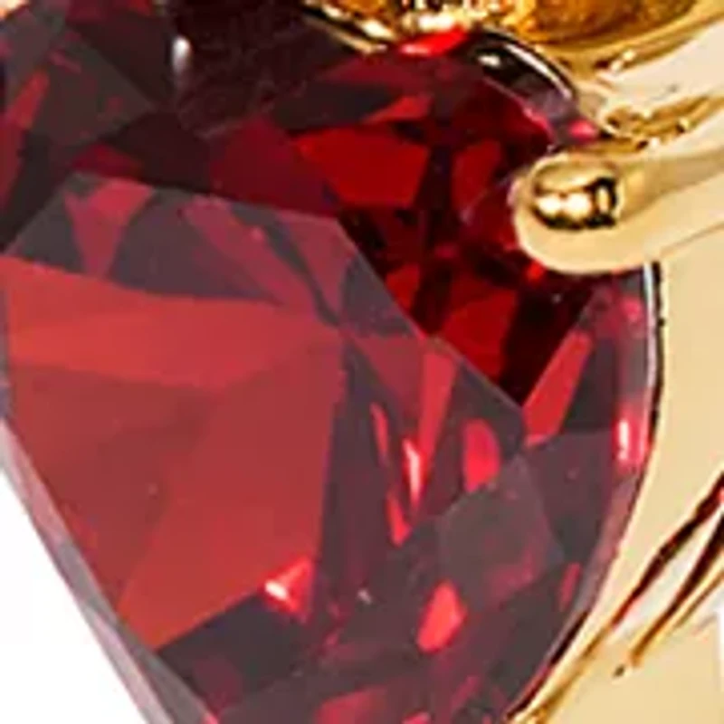 Lab Grown Red Cubic Zirconia Heart Hoop Earrings