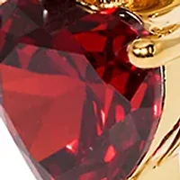 Lab Grown Red Cubic Zirconia Heart Hoop Earrings