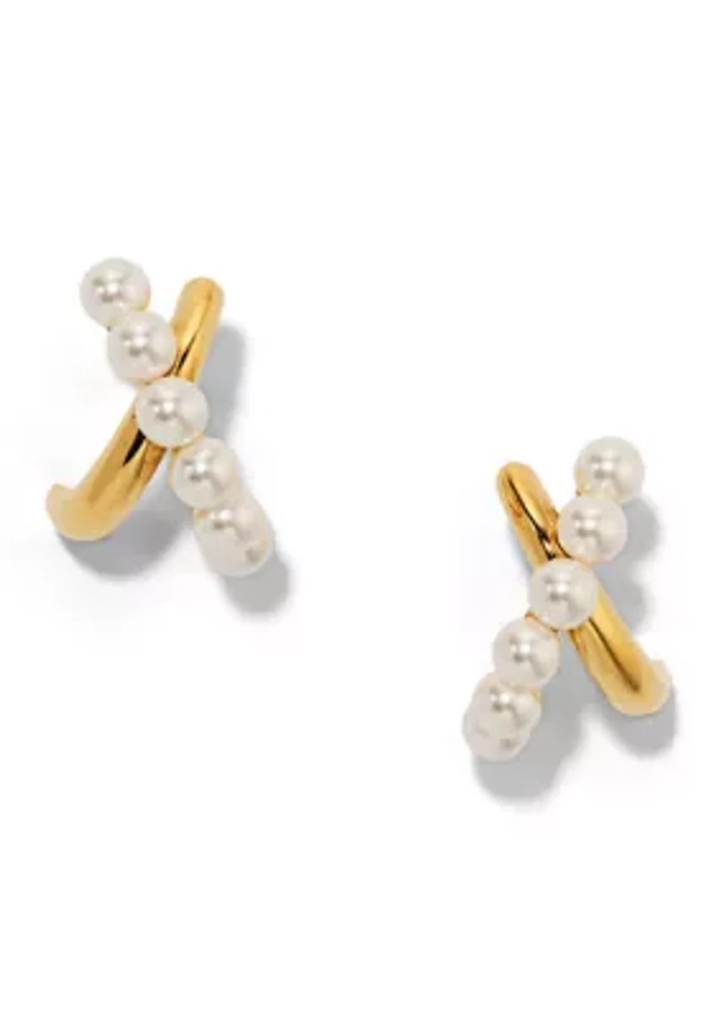 Pearl Pavé Cross Earrings