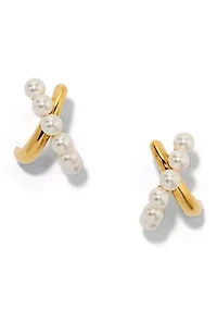 Pearl Pavé Cross Earrings