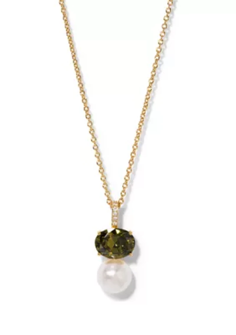 Lab Grown Natural Beauty Double Pearl Drop Pendant Necklace