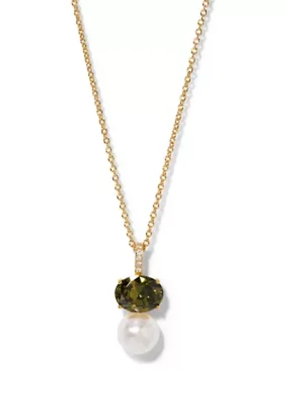 Lab Grown Natural Beauty Double Pearl Drop Pendant Necklace