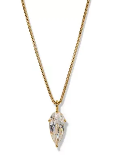Lab Grown Plated Cubic Zirconia Teardrop Pendant Necklace