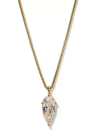 Lab Grown Plated Cubic Zirconia Teardrop Pendant Necklace