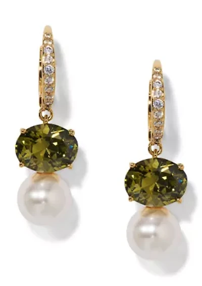 Lab Grown Natural Beauty Double Pearl Drop Earrings