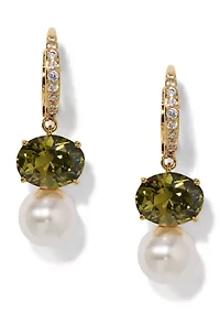 Lab Grown Natural Beauty Double Pearl Drop Earrings