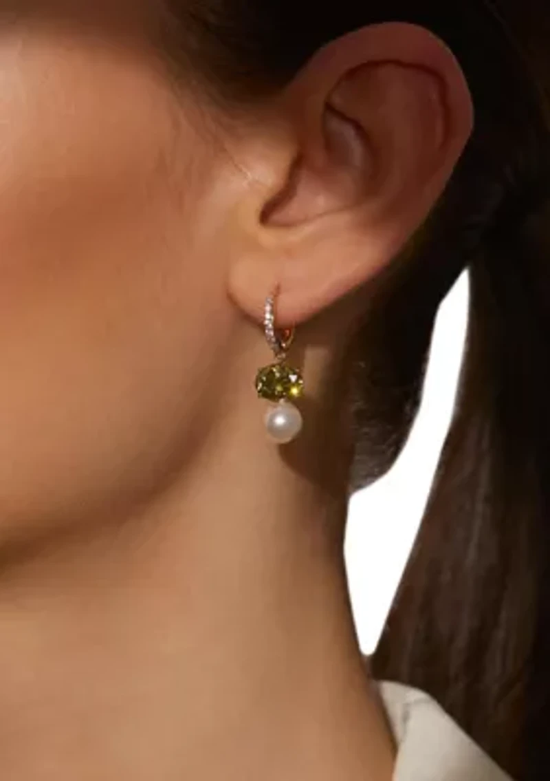 Lab Grown Natural Beauty Double Pearl Drop Earrings