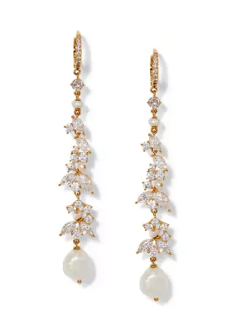 Lab Grown Ravish Linear Pearl Leverback Earrings