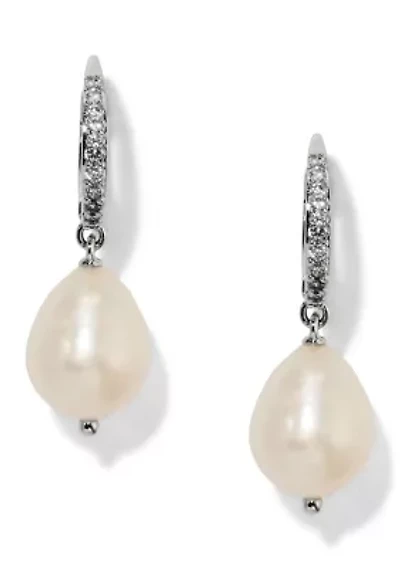 Lab Grown Madrid Pearl Drop Lever Back Earrings