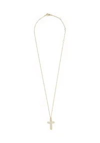 Lab Grown Rhodium Cubic Zirconia Cross Pendant Necklace