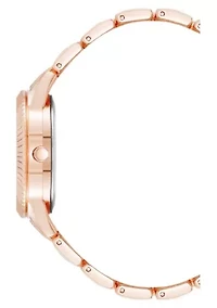 Steve Madden Women's Coin Edge Rose Gold-Tone Alloy Metal Bracelet Watch, 36mm